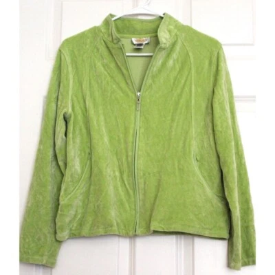 Talbots Y2K бархатная куртка полный молнии неоновые Brat зеленый женщин Sz PL - Изображение 1 из 4