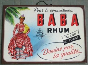 Black Tin Advertising Sign for 'Baba Rhum' 1958 - Rum - ORIGINAL Mid-Century - Picture 1 of 1