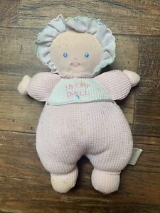 Prestige Pink White Thermal My First Doll Eyelet Lace Rattle Plush Baby Toy 8"