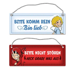 Bitte nicht stören - komm rein Wendeschild mit Teufelchen und Engelchen - Bild 1 von 6