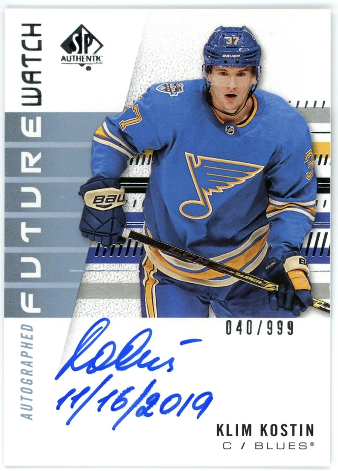 2019-20 SP Authentic Klim Kostin Future Watch Auto Inscribed 40/999 #246 Rookie - Image 1 of 1