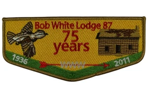 Bob White Lodge 87 Georgia-Carolina GA 2011 75th Anniv. Flap TAN Bdr - Picture 1 of 2