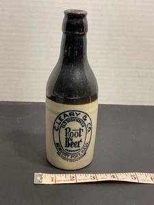 Antica bottiglia in gres birra radice C. Leary & Co. Newbury Port, massa. - Foto 1 di 14
