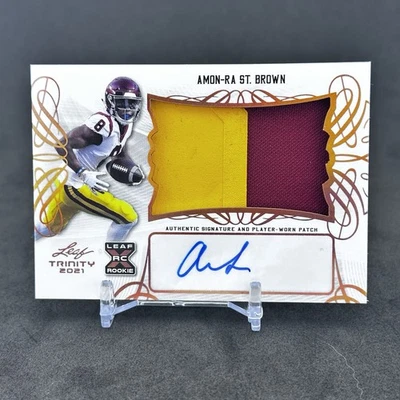 2021 Leaf Trinity AMON-RA ST. BROWN RPA XRC Rookie Bronze RC Auto #PA-ARS - Image 1 of 4