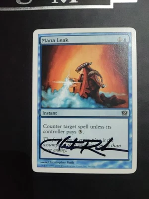 Mtg Mana Leak 9th Edition Signed By Christopher Rush In Black Excellent Common - Image 1 of 2