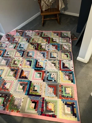 复古手工拼布棉 60 英寸 x 89 英寸 美丽农舍  — 第 1/4 张图片