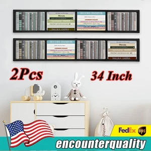 Wall Mount 34 Inch Media Storage Rack CD DVD Organizer Metal Shelf Black NEW - Picture 1 of 12
