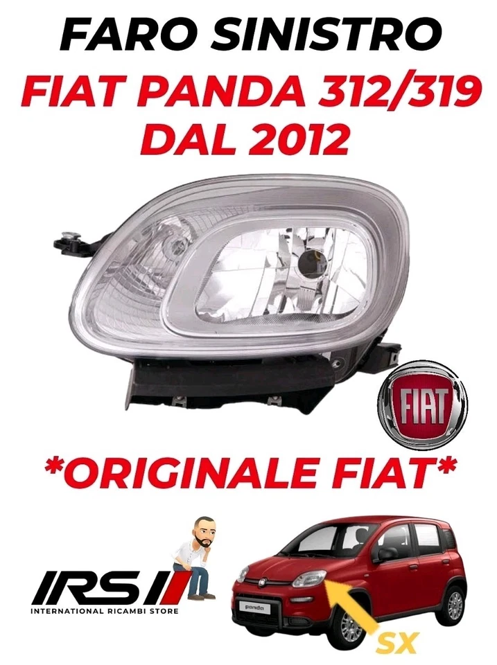 Faro Proiettore H4 con Motorino Guida SX per FIAT PANDA 2012 in poi