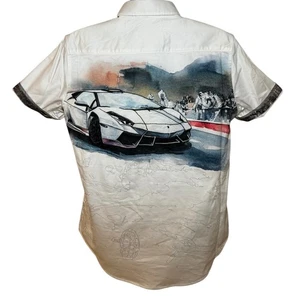 Camicia Robert Graham Cruz Control con bottoni Lamborghini Uomo M Classic Bianca S/S - Foto 1 di 11