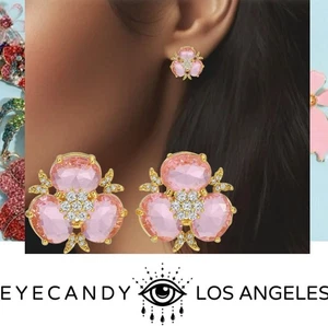 Pendientes de lujo Eye Candy Los Angeles rosa sauce circonita cúbica mariposas bohemias - Imagen 1 de 9