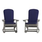 Flash Furniture Savannah Plastic Adirondack Chairs In Gray/blue (set Of 2)
