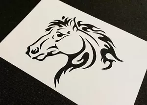#1M HORSE Head Airbrushing Stencil Paint Decoration Mylar Reusable Flame Burn - Picture 1 of 3