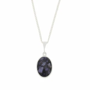 Derbyshire Blue John and Jet Sterling Silver Necklace DBJ627 - Picture 1 of 4