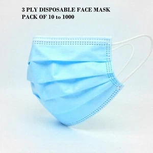 3 Ply Disposable Surgical Face Mask Blue Breathable Non-Surgical Mask 10-1000x - Picture 1 of 10