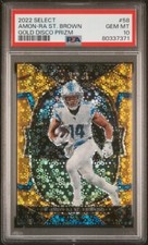 2022 Panini Select Amon-Ra St. Brown Gold Disco Prizm # /10 PSA 10