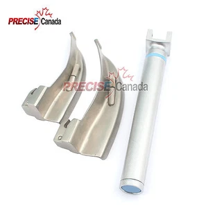 2 LAME LARINGOSCOPIO MACINTOSH MAC #2 #3 + SET ANESTESIA "AA" MANICO PICCOLO - Foto 1 di 2