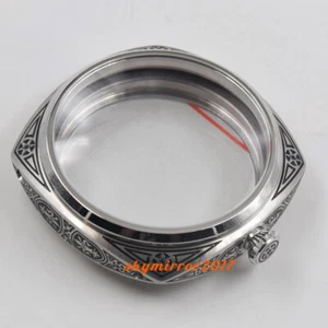 47mm silver Carve pattern steel Watch case for 6497 6498 movement military watch - Picture 1 of 7