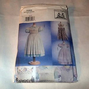 VOGUE PATTERN 7593 ~ CHILDREN'S DRESS & TRANSFER ~ SIZES 2 - 3 - 4 *UNCUT - Picture 1 of 1