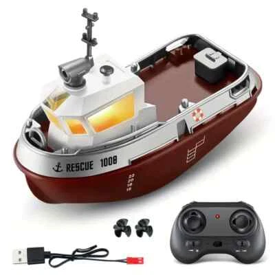 RC 1/32 Mini TUG BOAT Duel Prop Radio Control TUGBOAT W/ LED - Image 1 of 4
