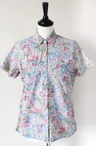 Camisa de algodón floral de manga corta Liz Claiborne - pequeña - ajustada al Reino Unido 10/12 - Imagen 1 de 6