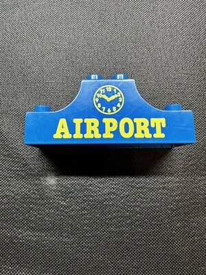 LEGO DUPLO  Unique Arch Curved Bridge Printed Airport/Clock  Sign Blue Piece - Image 1 of 4