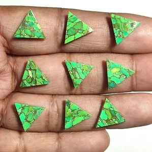 Triángulo natural verde cobre turquesa piedras preciosas cabujón curativo suelto Arizona - Imagen 1 de 9