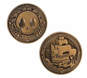 2 Pirate Gold Coins - LARP, RPG, D&D, Fantasy, Pathfinder, Skull, Aztec - Picture 1 of 5
