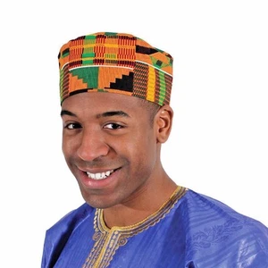 Kente Kufi Hat, Men African Print Skull Cap, Style #2 - Picture 1 of 3