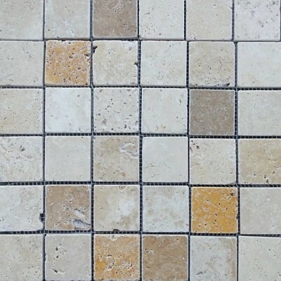 Handmade Travertine Wall Mosaic Tile 12" x 12" Bathroom and Exterior per piece - Image 1 of 3