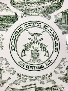 DODGE CITY KANSAS Plate Historical Sites 1872-1972 Centennial & HANGER exc+ 10" - Picture 1 of 8