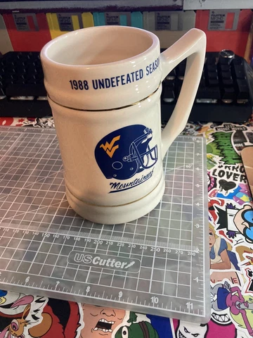 1988 WVU Mountaineers Football Undefeated Season Stein Mug West Virginia Beer Cover