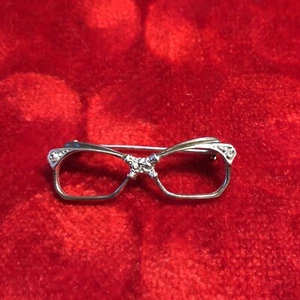 925er SILBER BROSCHE Brillenform Handarbeit gestempelt - Bild 1 von 6