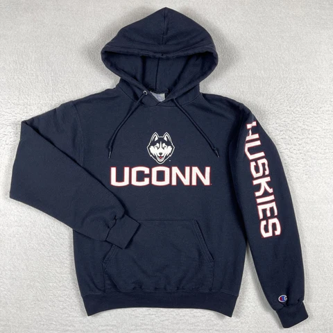 UCONN Huskies Sweatshirt Womens Small Blue Champion Eco Hoodie Pullover Cover