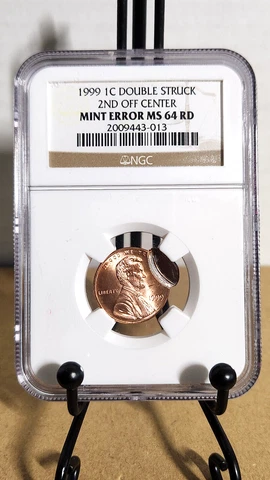 1999 Lincoln Cent Double Struck 2nd Off Center Mint Error NGC M64RD #2009443-013 Cover