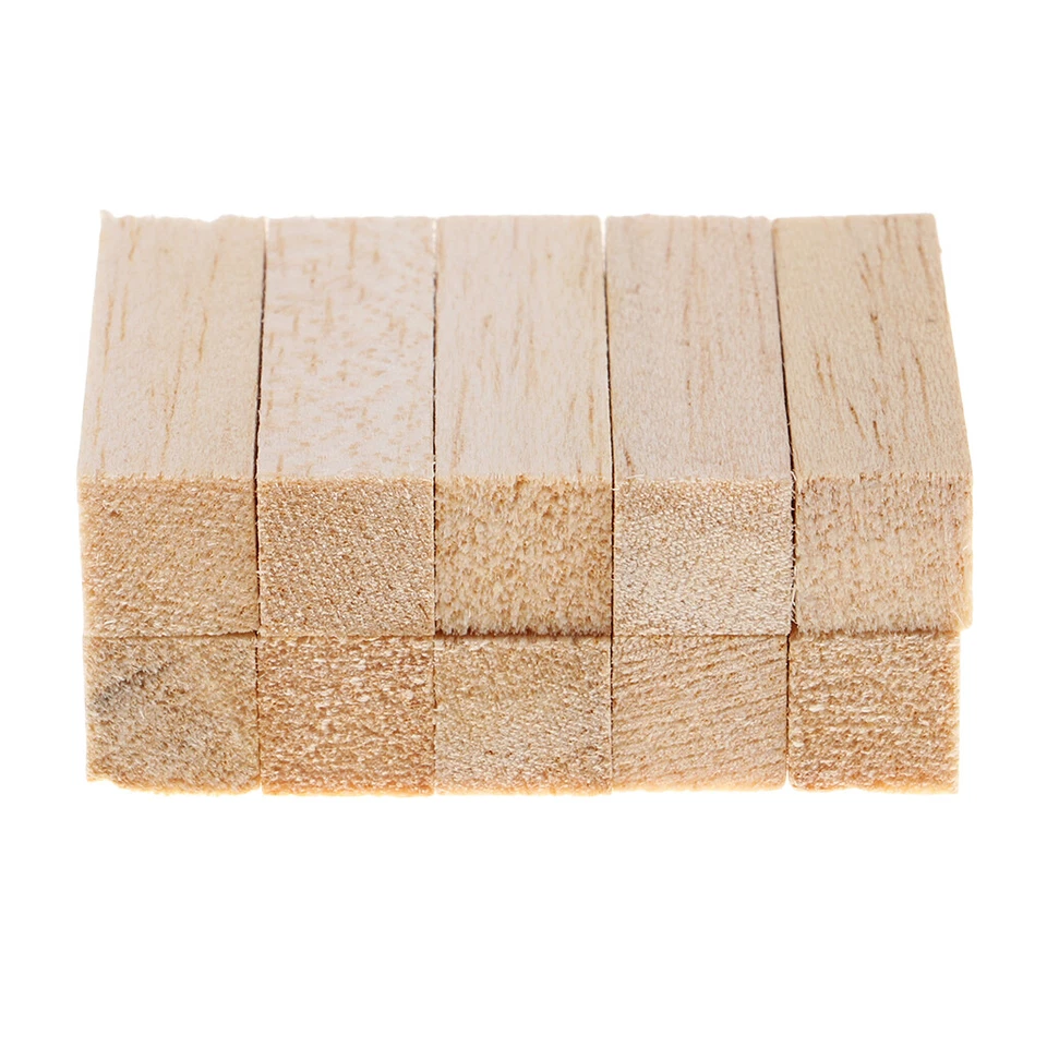 10 Pieces Square Balsa Wood Stick Unfinished Woodcraft Dowel Rod Wooden Blocks - Image 1 of 1