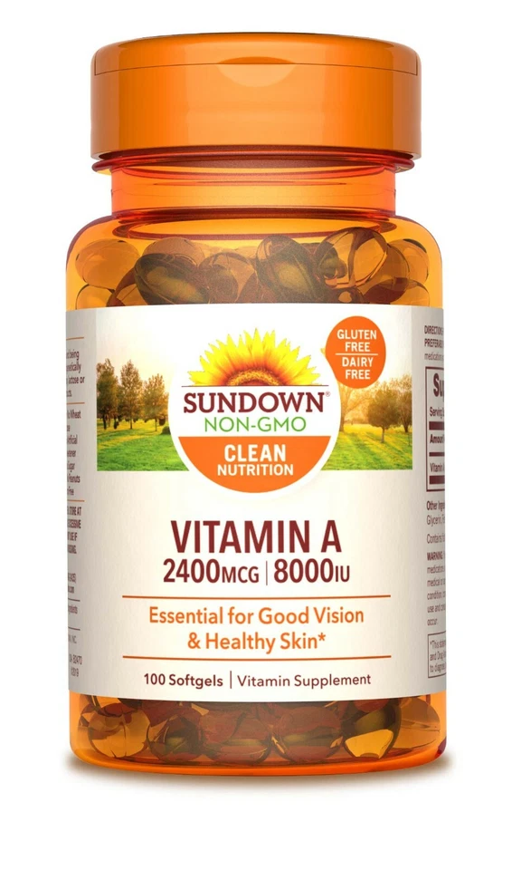 Sundown Naturals Vitamin A 8000 IU, Softgels  100 Count Immune System Support..+ - Image 1 of 4