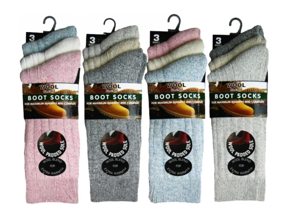 Meias femininas robustas de lã sola acolchoada térmica bota de caminhada (lote) Reino Unido 4-7 - Imagem 1 de 1