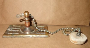 Vintage Antik Spüle Abfluss Perlen Kettenhalter Stecker Stopper Sanitärabdeckung Rost - Bild 1 von 7