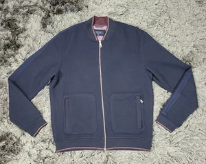 Ted Baker London Bomber Jacket Men's 4 Blue Outdoor Long Sleeve Full Zip Pockets - Picture 1 of 19