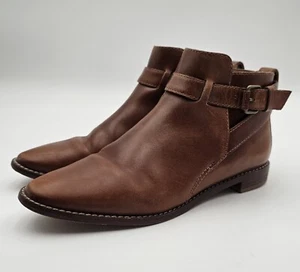 Madewell The Hollis English Saddle Brown Leather Ankle Boots F5108 Size 7 - Picture 1 of 13