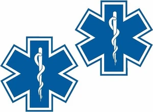 Juego de calcomanías azules EMS Star of Life de 2 - 3" EMT pegatina ventana de rescate paramédico - Imagen 1 de 1