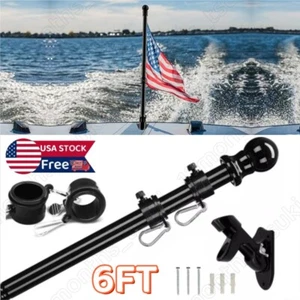 Stainless Steel Flag Pole Kit Garden Yard Truck Outdoor Flagpole Holder 6ft Duty - Picture 1 of 16