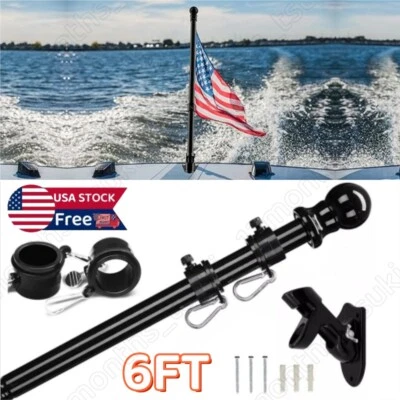 Kit de poste de bandera de acero inoxidable para jardín patio camión soporte de asta de bandera al aire libre 6 pies de trabajo Foto 1 de 4