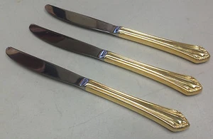 International Gold Electroplate Stainless INS245 1847 Rogers 3 Dinner Knives - Picture 1 of 1