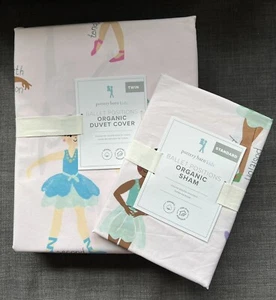NUOVO piumone matrimoniale rosa Pottery Barn bambini biologico BALLET POSITIONS con finta standard - Foto 1 di 6