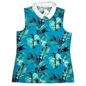 Tommy Bahama Golf Top Damen Large Active Golf 1/4 Reißverschluss ärmellos tropisch - Bild 1 von 7