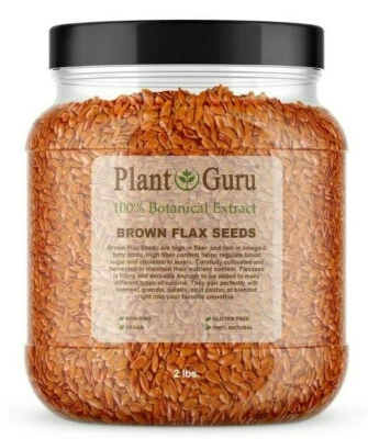 Semillas de lino marrón enteras 2 libras. Tarro a granel NO TRANSGÉNICO 100 % linaza pura linaza Foto 1 de 4