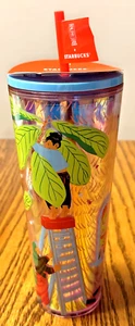 Starbucks Summer Jungle 24oz Tumbler Artist Monyee Chau Plants Cat Stars - Picture 1 of 11
