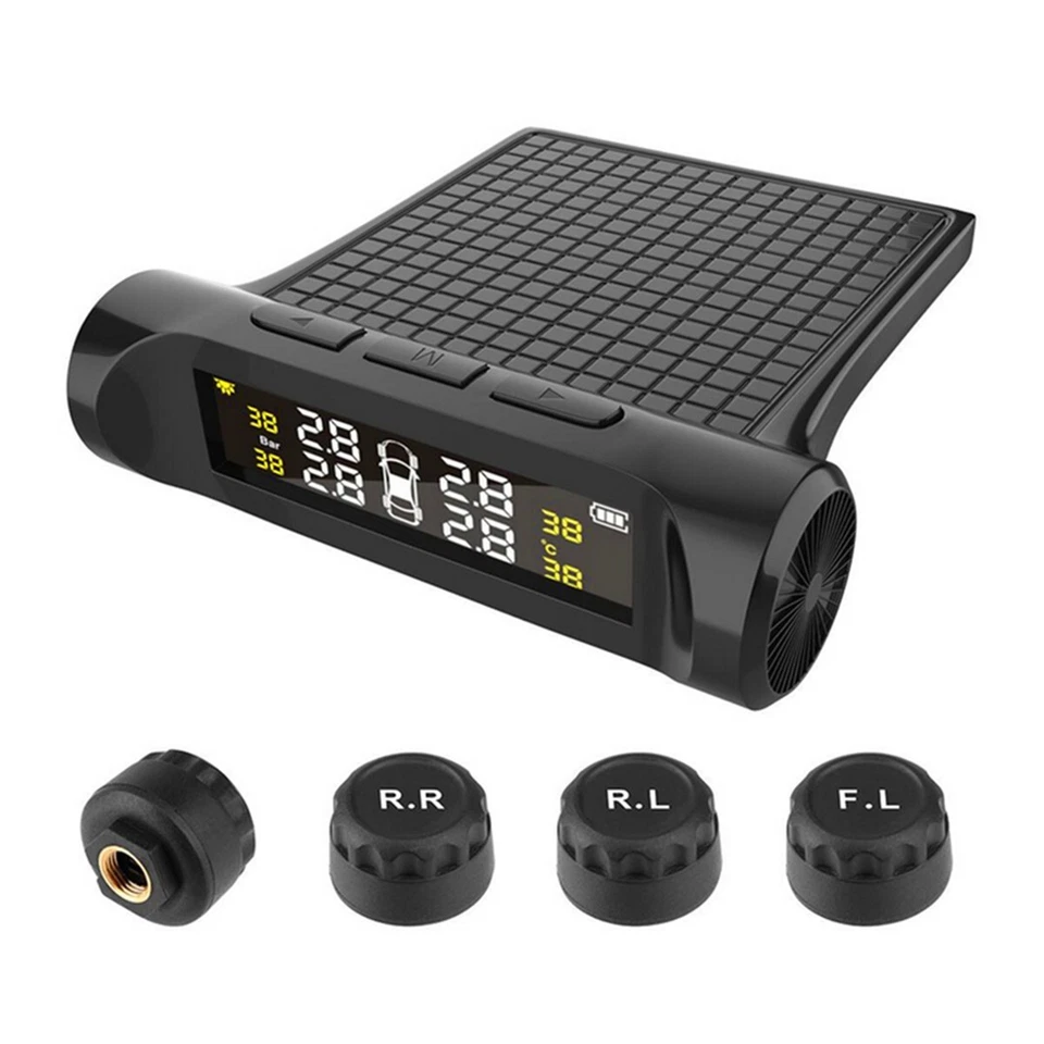 Car Tyre Pressure TPMS LCD Digital Display Alarm  Monitoring W/External Sensor - Image 1 of 4