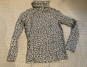 Turtleneck Long Sleeve Shirt Lands End Cheetah Animal Print Grey Small 7/8 - Picture 1 of 10
